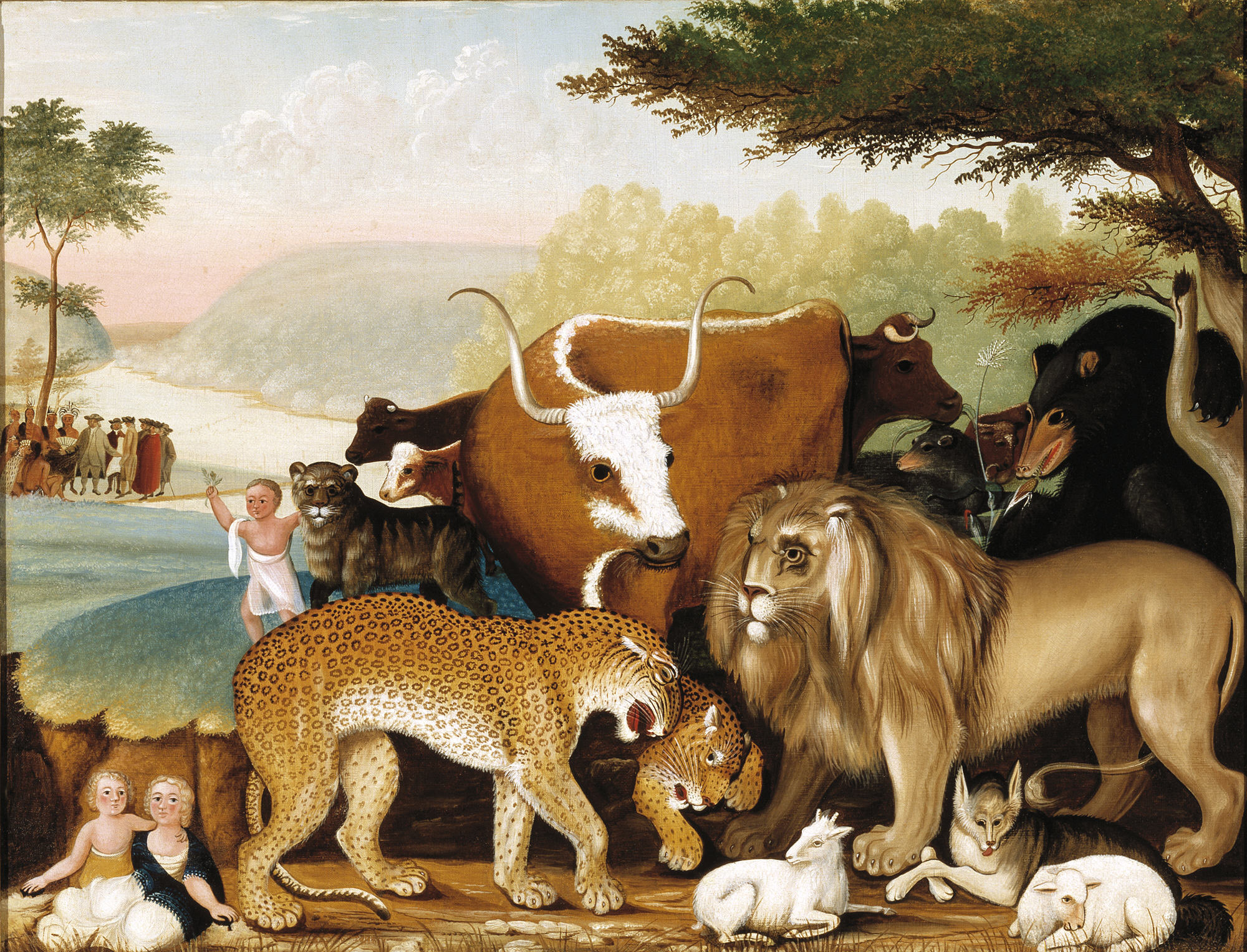 Edward Hicks, The Peaceable Kingdom, c. 1846-1847, oil on canvas, Dallas Museum of Art, The Art Museum League Fund
