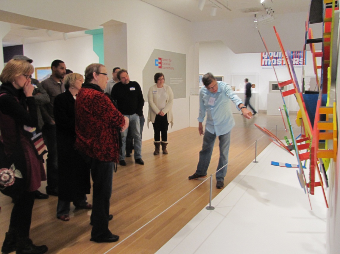 Hernandez answering questions about his work