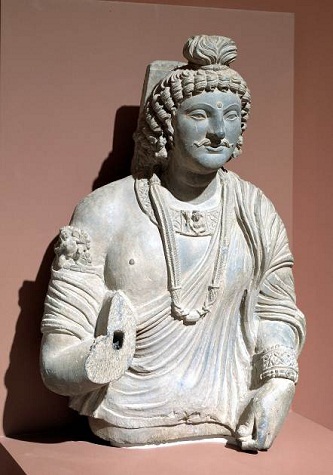 Bust of a bodhisattva, Kushan, 2nd-3rd century, gray schist, Dallas Museum of Art, gift of Margaret J. and George V. Charlton