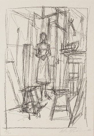Alberto Giacometti, Annette in the Studio, 1954, lithograph, Dallas Museum of Art, gift of Mr. and Mrs. Alfred L. Bromberg