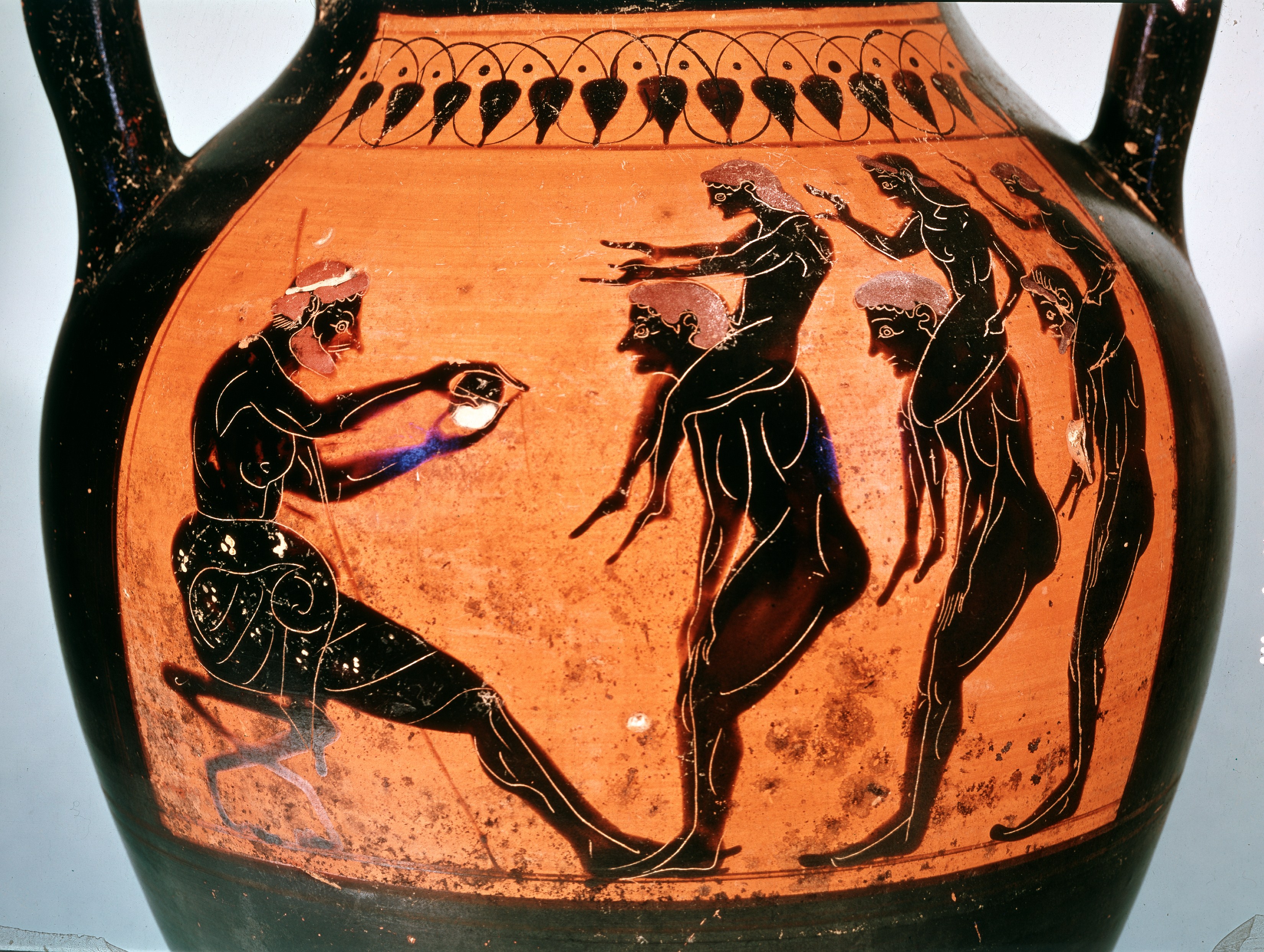 Black-figured amphora, Greek, made in Athens, about 540-520 BC, attributed to the Swing Painter, probably from Etruria, Italy, GR 1837,0609.65 (Vase B182) © The Trustees of the British Museum (2013). All rights reserved.