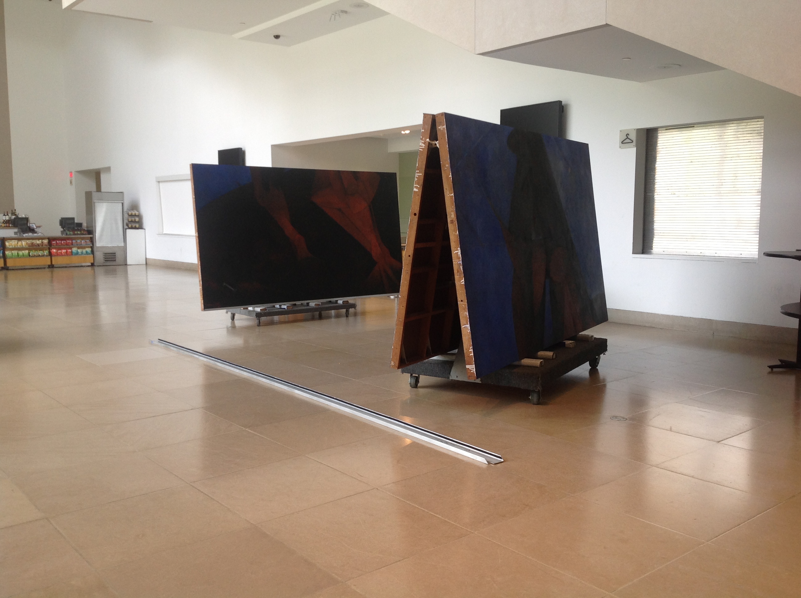 El Hombre (Man), comprised of three panels, in transit to its new home.