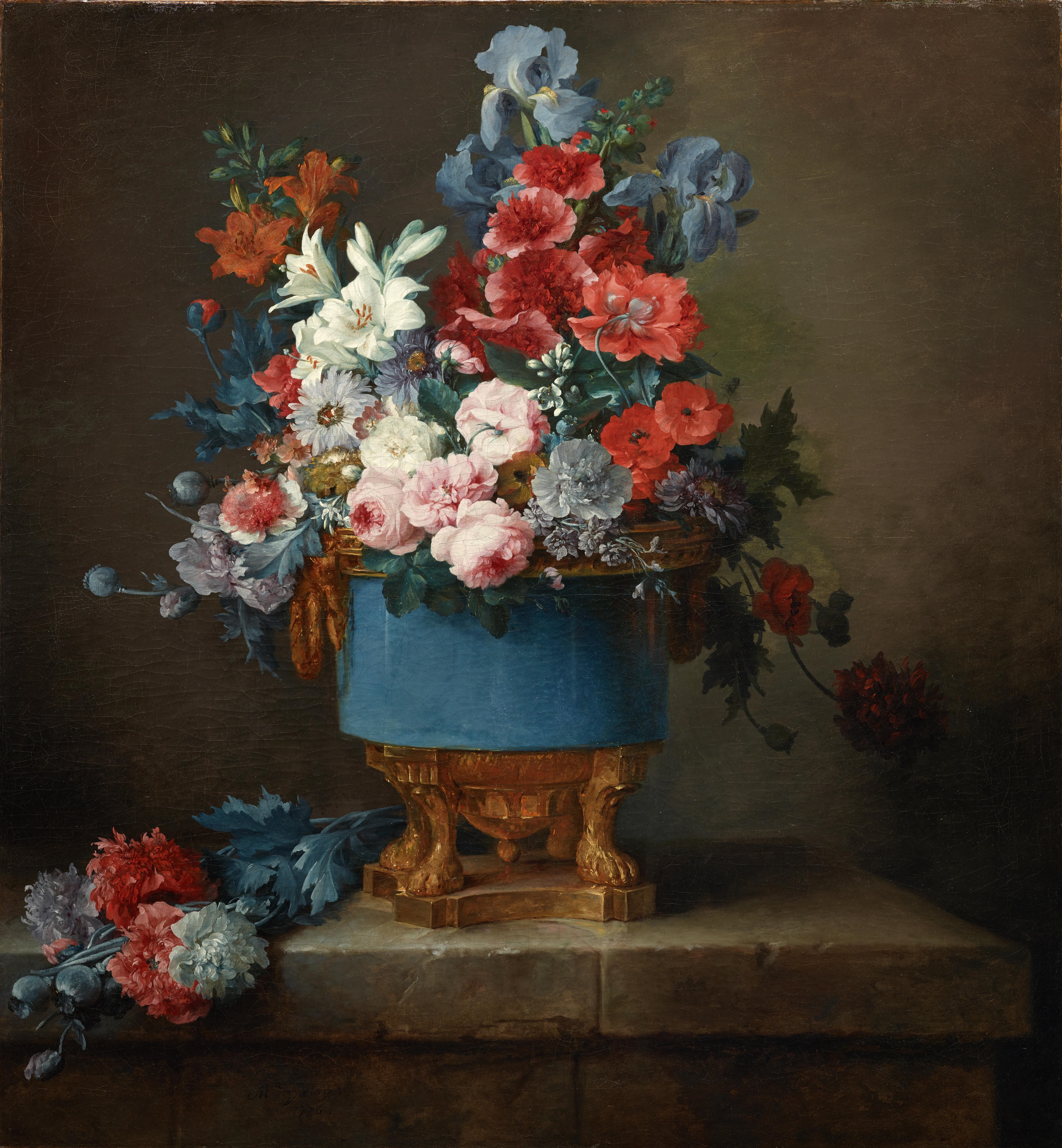 Bouquet of Flowers in a Blue Porcelain Vase (1776), Anne Vallayer-Coster