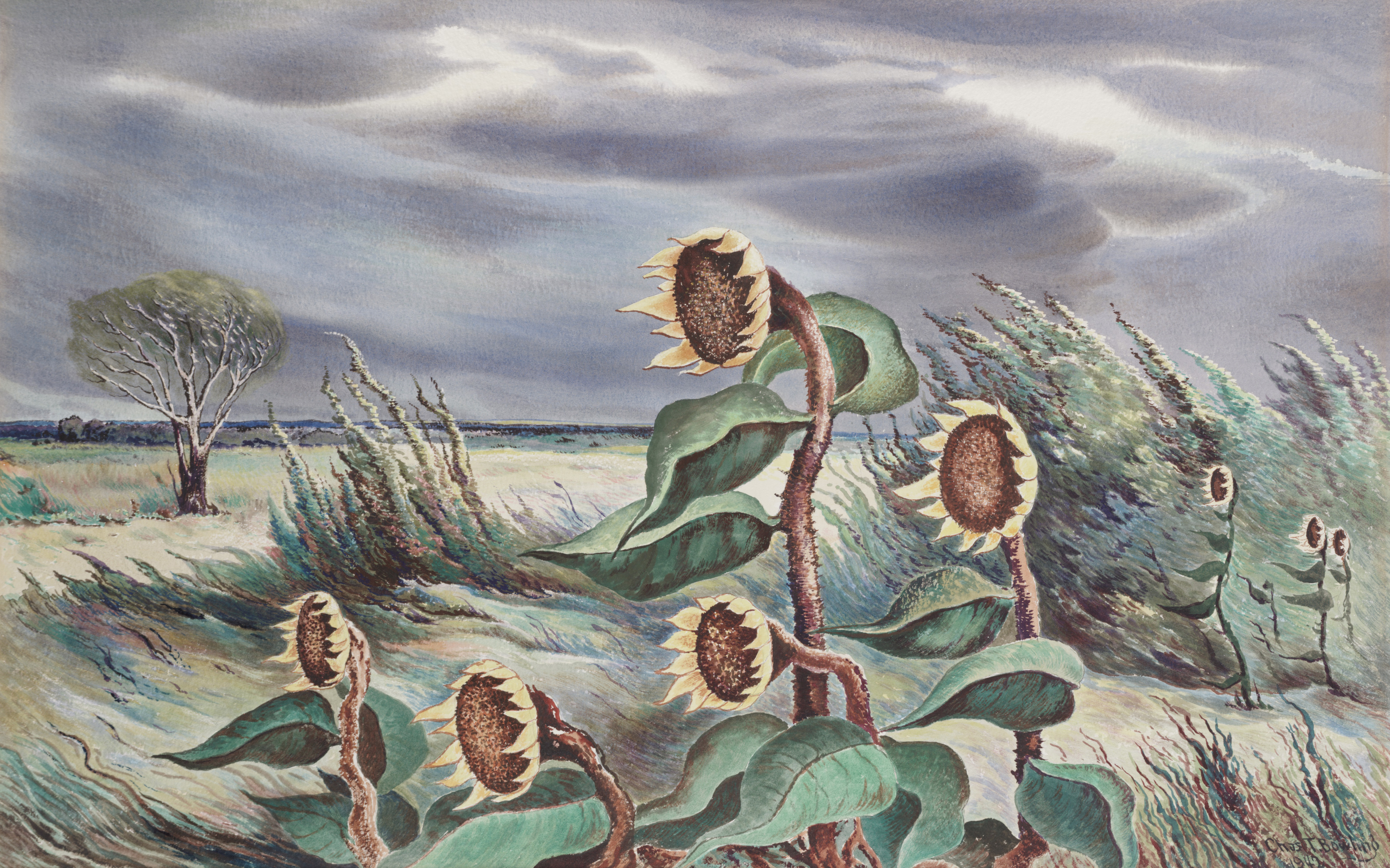 Charles T. Bowling, Meadow Wind, 1942, Dallas Museum of Art, Ted Dealey Purchase Prize, Fourteenth Annual Dallas Allied Arts Exhibition, 1943.