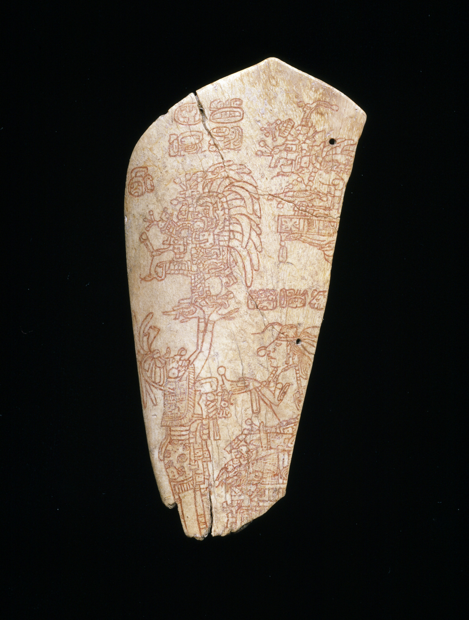 Incised bone depicting an accession ceremony, Maya, A.D. 600-900, Dallas Museum of Art, The Otis and Velma Davis Dozier Fund