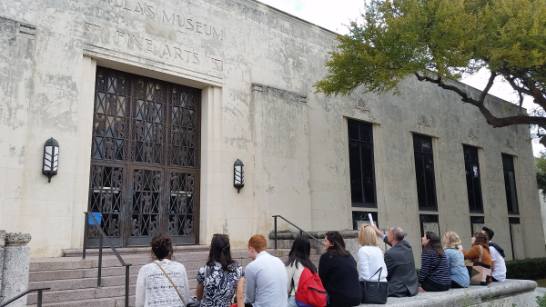 In front of the Dallas Museum of Fine Arts Building