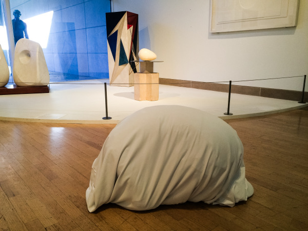 Constantin Brancusi, Beginning of the World, c. 1920, marble, nickel silver, and stone 