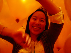 It's hard to resist the urge to push the balloons away.