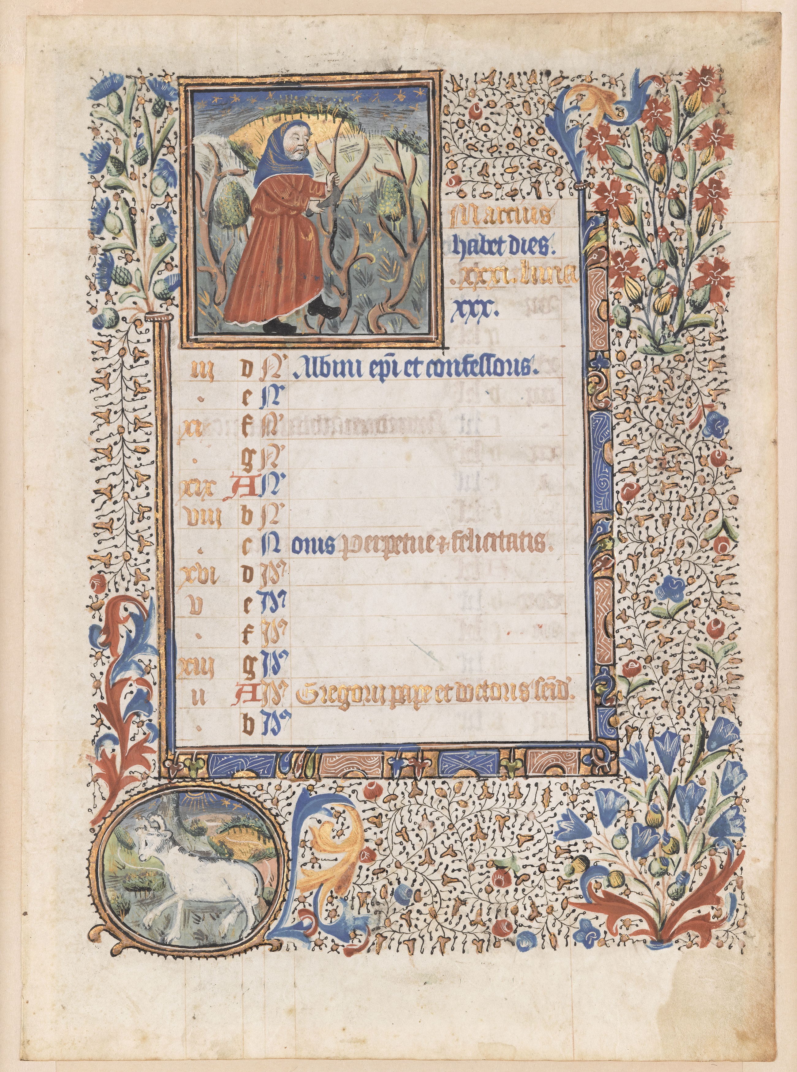 Calendar page from a Book of Hours: June France c. 1500 Tempera and ink on parchment Overall: 8 3/4 x 6 1/2 in. (22.2 x 16.5 cm) Musée de Cluny, musée national du Moyen Âge, Paris, Cl. 22715 g © RMN-Grand Palais/Art Resource, NY. Photograph: Jean-Gilles Berizzi 