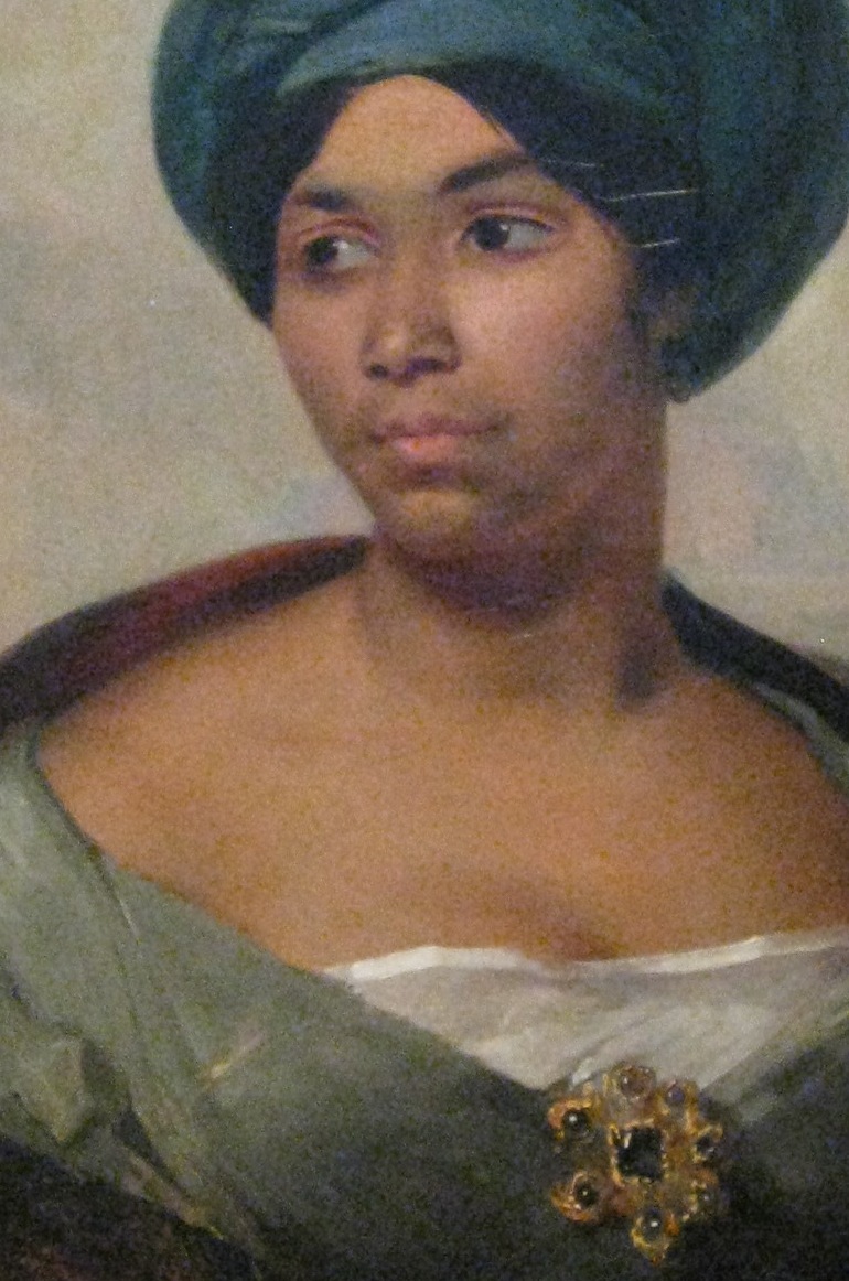 Detail of Portrait of a Woman in a Blue Turban by Eugene Delacroix, c. 1827