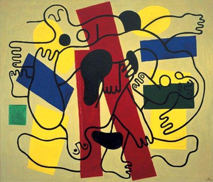 The Divers, Fernand Leger, 1942, oil on canvas, Dallas Museum of Art, Foundation for the Arts Collection, gift of the James H. and Lillian Clark Foundation 