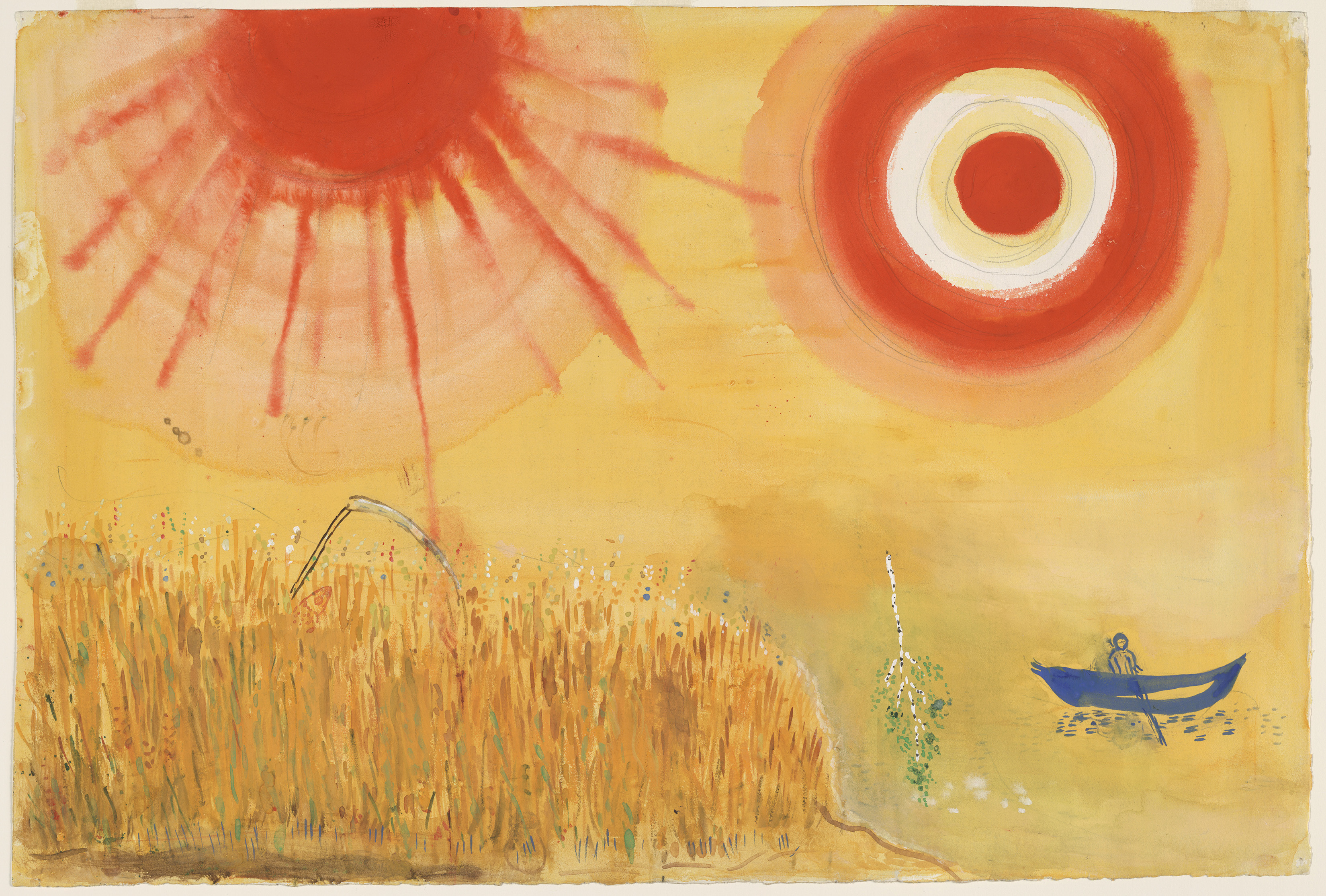 Marc Chagall, A Wheatfield on a Summer's Afternoon, Study for backdrop for Scene III of the ballet Aleko, 1942, Acquired through the Lillie P. Bliss Bequest