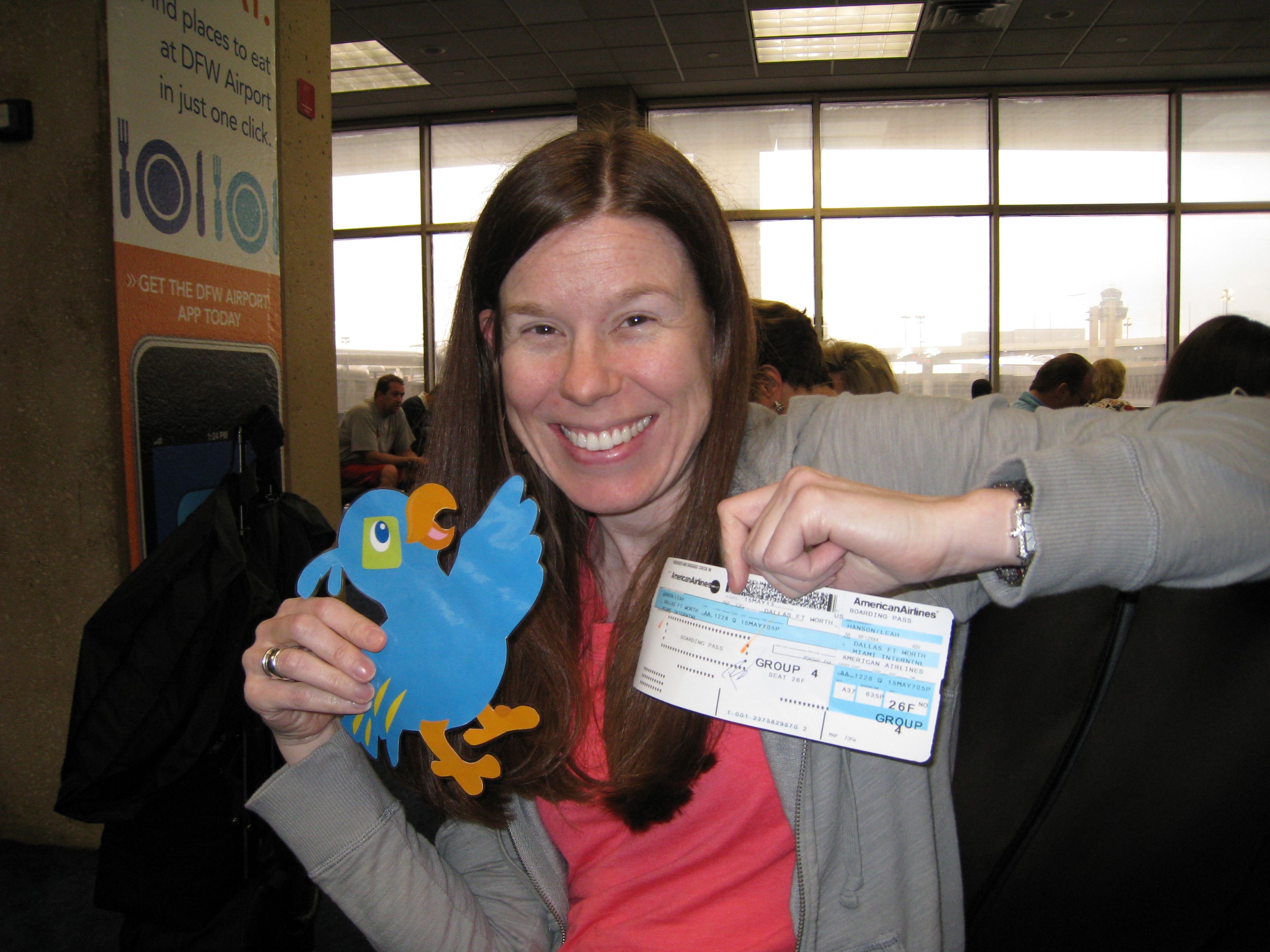 Waiting at DFW airport, ready to start the adventure!
