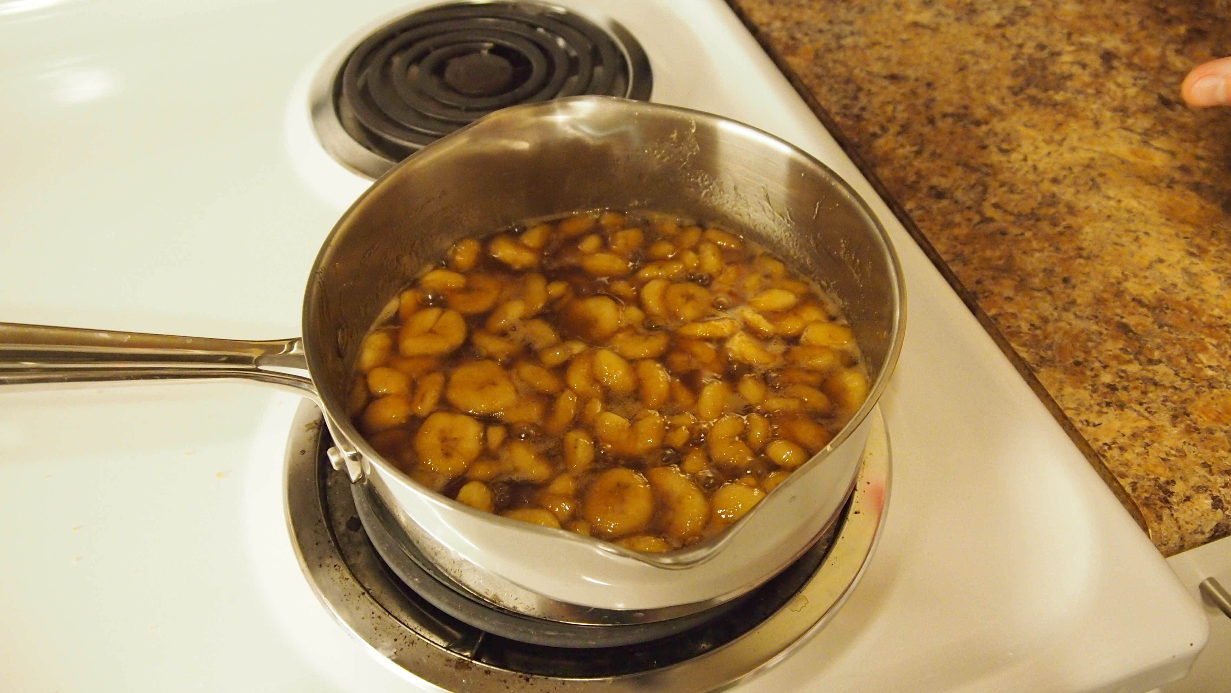 caramelizing the bananas
