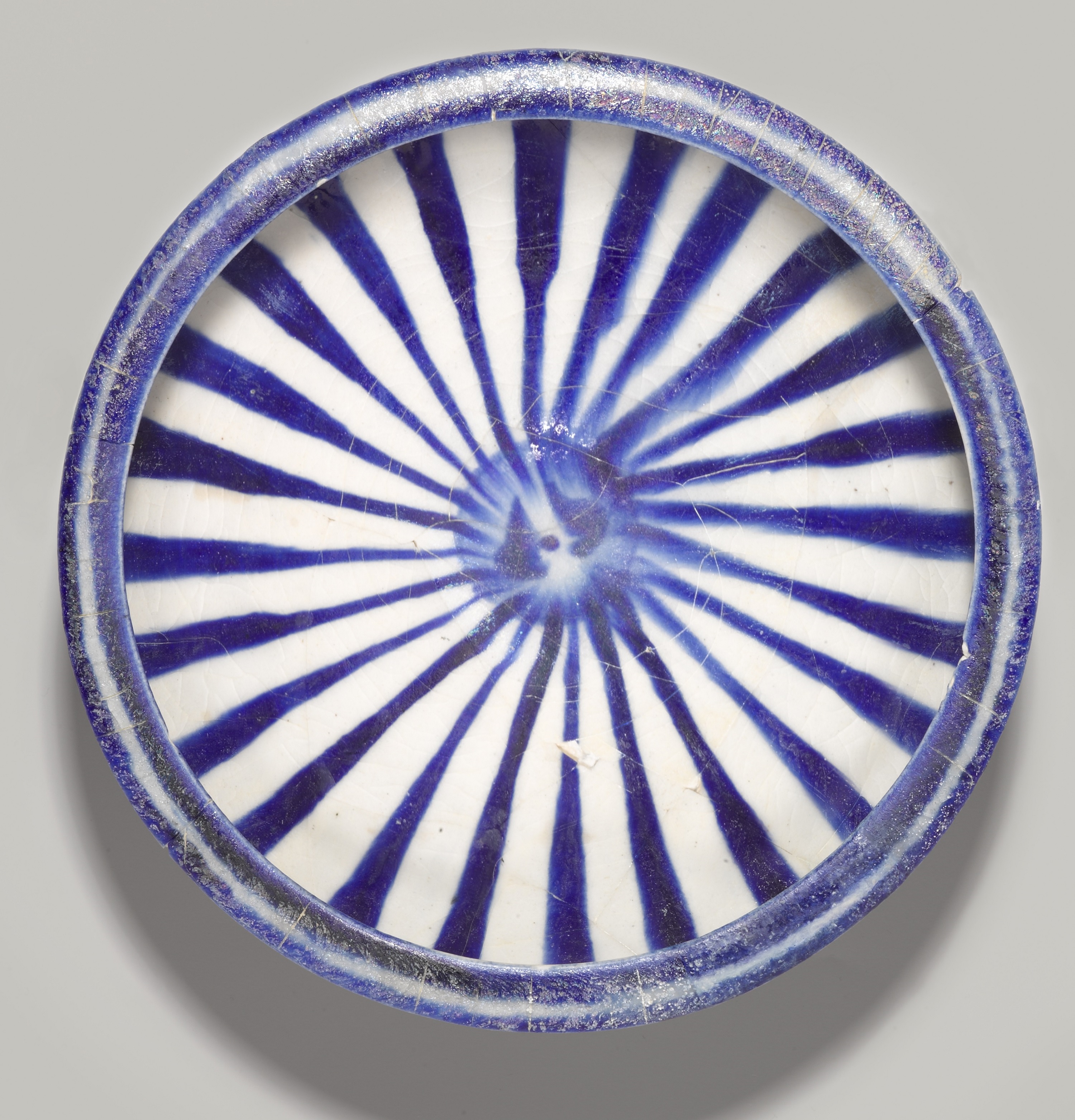 Blue and White Bowl with Radial Design, 13th Century , Iran, Kashan, fritware, painted in cobalt blue under transparent glaze, Brooklyn Museum, Gift of Mr. and Mrs. Thomas S. Brush, Brooklyn, USA