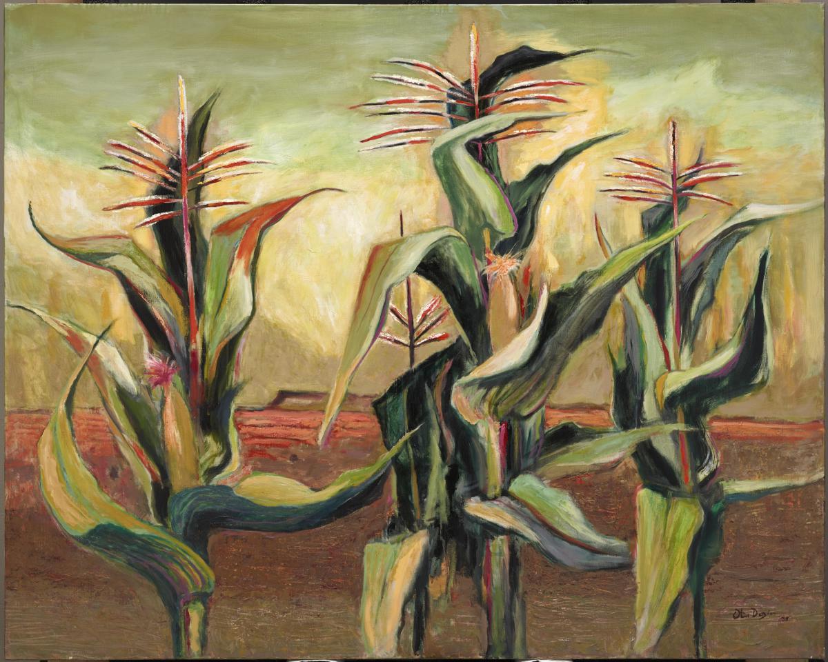 Otis Dozier, Indian Corn, 1965, oil on canvas, Dallas Museum of Art, gift of The Dozier Foundation, ©Denni Davis Washburn, William Robert Miegel Jr, and Elizabeth Marie Miegel, 1990.47