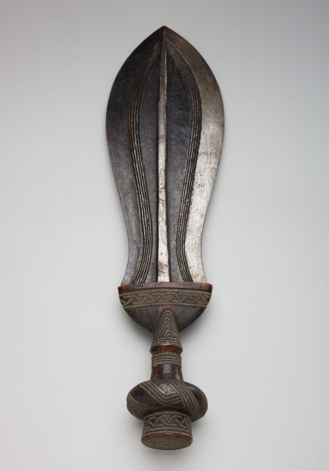 Ceremonial Knife (Metal Inlaid Grip), African, 19th-20th century, wood, steel, nickel-silver, Dallas Museum of Art, The Clark and Frances Stillman Collection of Congo Sculpture, gift of Eugene and Margaret McDermott, 1969.S.79